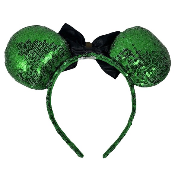 Disney Minnie Mouse Ears Headband Green and Black Sequins St Patrick's Day EUC - Picture 4 of 4